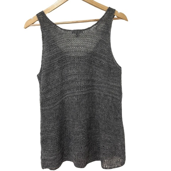 Eileen Fisher Scoopneck Tank Top Gray Open Knit Italian Yarn Medium Luxury EUC - Picture 7 of 7